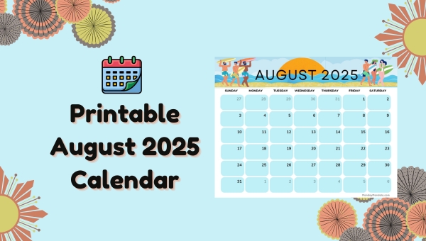 Printable August 2025 Calendar