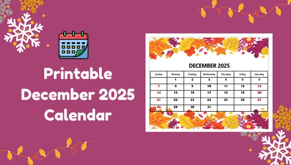 Printable December 2025 Calendar