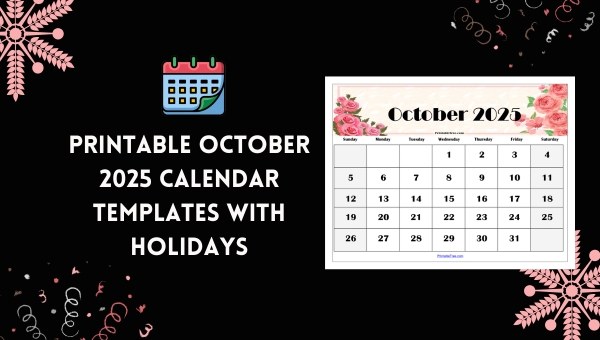 Printable October 2025 Calendar Templates With Holidays