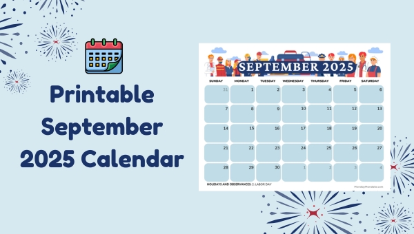 Printable September 2025 Calendar